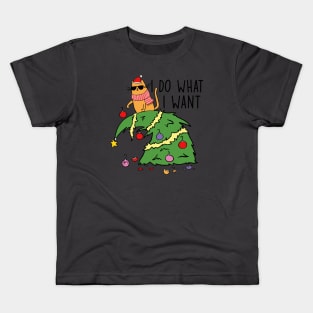 I Do What I Want - Angry Christmas Cat Kids T-Shirt